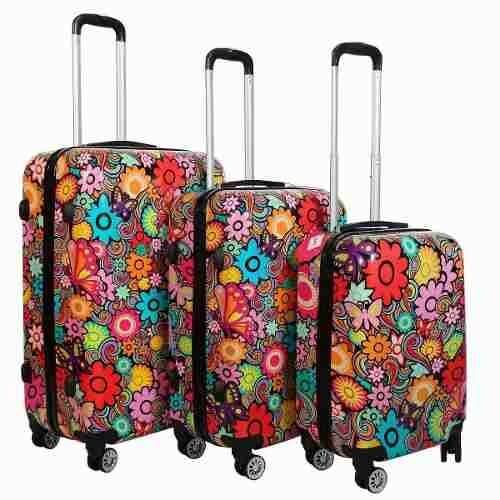 Qué llevar a un viaje: checklist de equipaje 2026 Juego de valijas de viaje de diferentes tamaños con diseño colorido