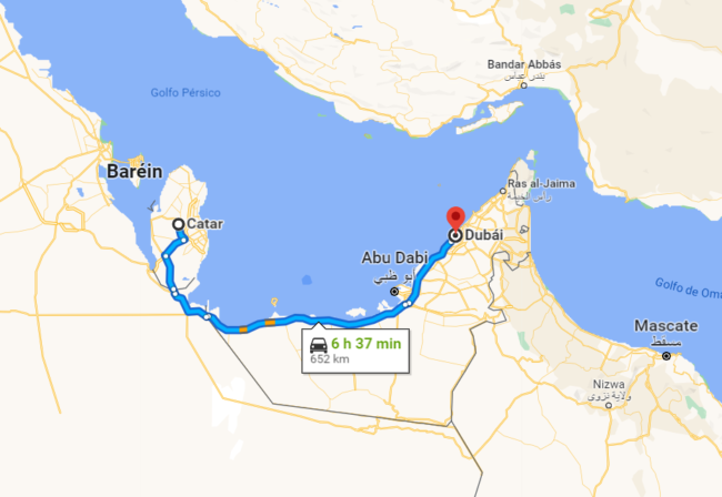 dubai qatar distancia